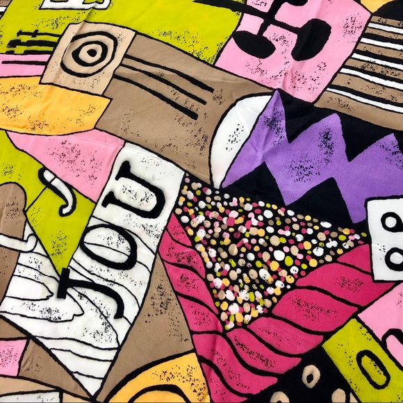 Echo Accessories - VINTAGE 90s ECHO “ABSTRACT” PRINT SILK SCARF WRAP